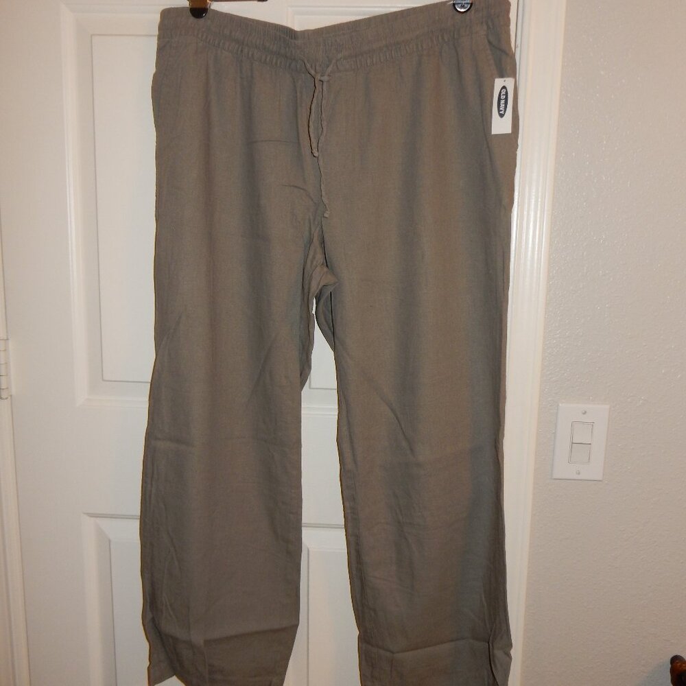 Old Navy Womens High-Wasted Grey Linen Wide Leg Pant XL NWT